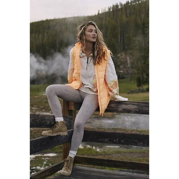 Free People Jackets & Blazers - Free People On The Move Packable Puffer Vest in Neon Orange Size Large